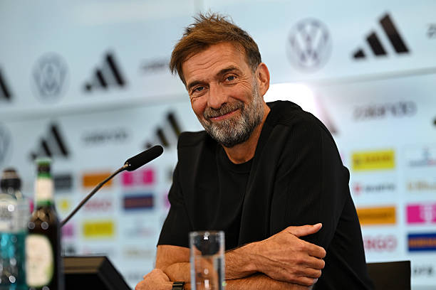 FRANKFURT AM MAIN, GERMANY - JULY 24: Juergen Klopp, Head Coach of Germany looks on during a DFB Press Conference at DFB-Campus on July 24, 2026 in Frankfurt am Main, Germany. (Photo by Christian Kaspar-Bartke/Getty Images)